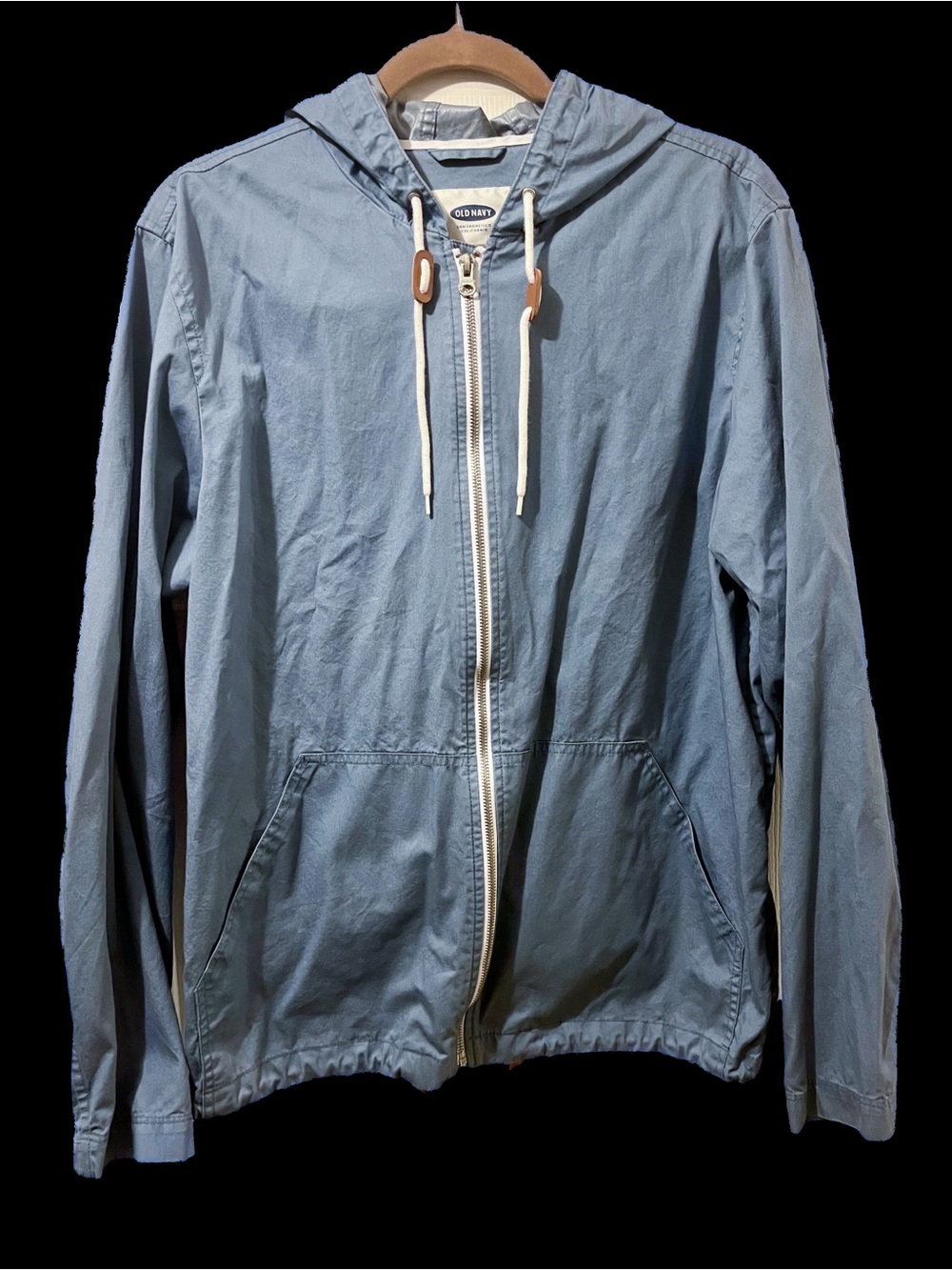 Old Navy Light Blue Hooded Zip-Up Rain Jacket